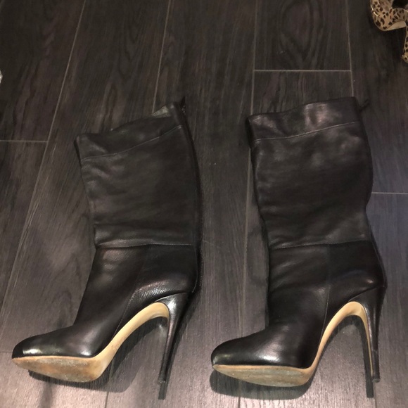 CASADEI BLACK LEATHER MIDSHAFT BOOTS SZ 39 - Picture 1 of 13